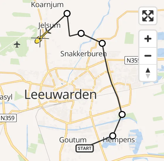 Vlucht Ambulancehelikopter PH-OOP van Leeuwarden naar Vliegbasis Leeuwarden op zaterdag 18 mei 2024 10:42
