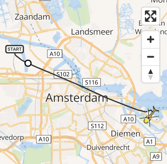 Vlucht Traumahelikopter PH-TTR van Amsterdam Heliport naar Amsterdam op zaterdag 18 mei 2024 10:47