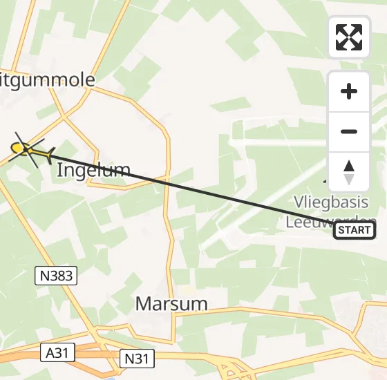 Vlucht Ambulancehelikopter PH-OOP van Vliegbasis Leeuwarden naar Ingelum op zaterdag 18 mei 2024 10:48
