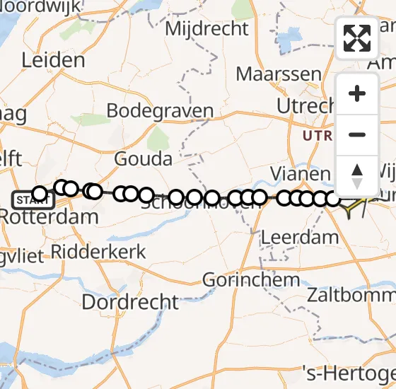 Vlucht Traumahelikopter PH-UMC van Rotterdam The Hague Airport naar Culemborg op zaterdag 18 mei 2024 11:29