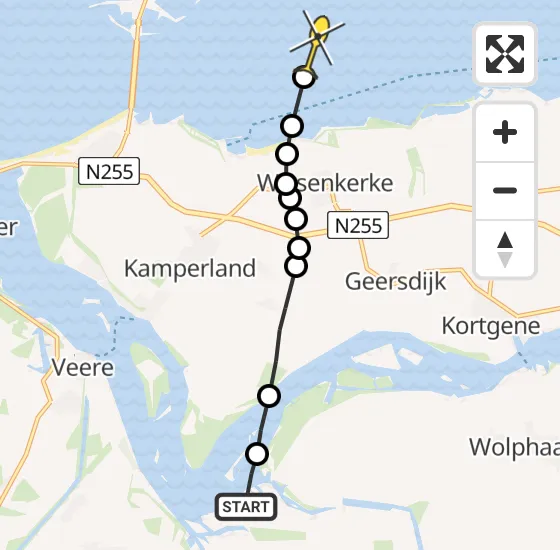 Vlucht Kustwachthelikopter PH-NCG van Vliegveld Midden-Zeeland naar Serooskerke op zaterdag 18 mei 2024 12:03