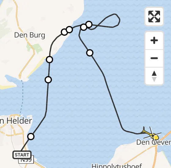 Vlucht Kustwachthelikopter PH-SAR van Vliegveld De Kooy naar Den Oever op zaterdag 18 mei 2024 13:49