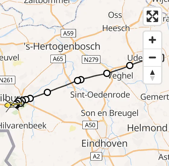Vlucht Traumahelikopter PH-UMC van Vliegbasis Volkel naar Tilburg op zaterdag 18 mei 2024 14:30