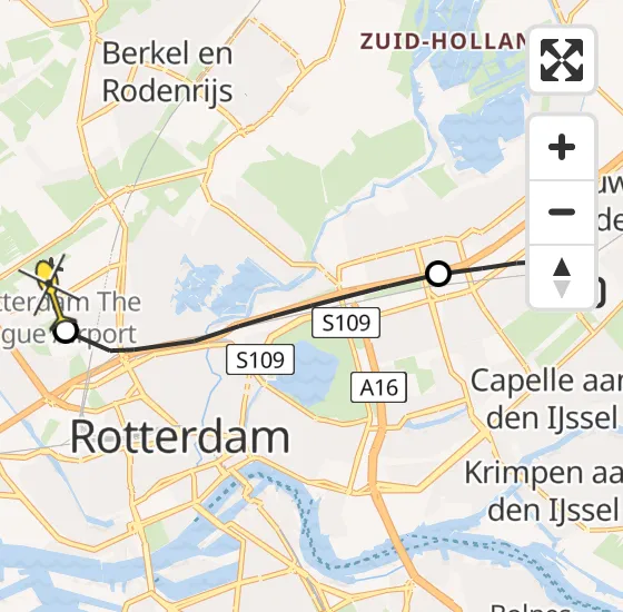 Vlucht Traumahelikopter PH-UMC van Capelle aan den IJssel naar Rotterdam The Hague Airport op zaterdag 18 mei 2024 15:28