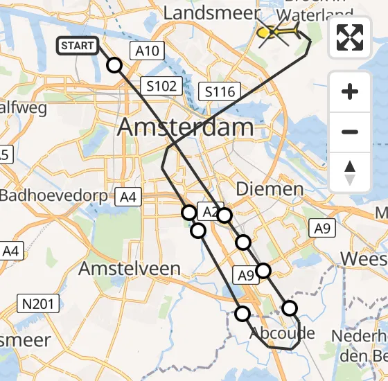 Vlucht Traumahelikopter PH-TTR van Amsterdam Heliport naar Amsterdam op zaterdag 18 mei 2024 17:57