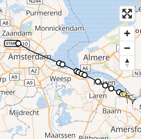 Vlucht Traumahelikopter PH-TTR van Amsterdam Heliport naar Bunschoten-Spakenburg op zaterdag 18 mei 2024 18:21