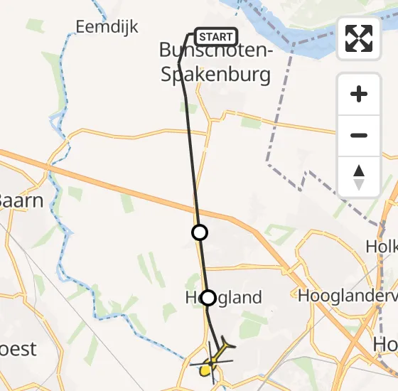Vlucht Traumahelikopter PH-TTR van Bunschoten-Spakenburg naar Hoogland op zaterdag 18 mei 2024 19:08