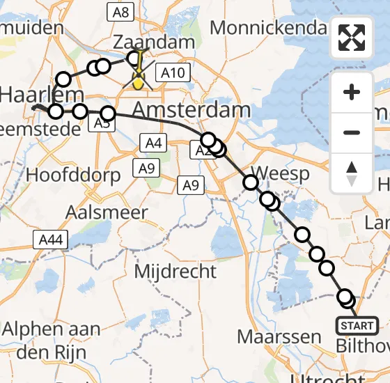 Vlucht Traumahelikopter PH-TTR van Maartensdijk naar Amsterdam Heliport op zaterdag 18 mei 2024 21:41