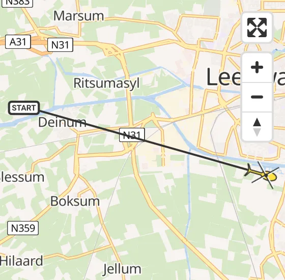 Vlucht Ambulancehelikopter PH-OOP van Deinum naar Leeuwarden op zondag 19 mei 2024 11:39