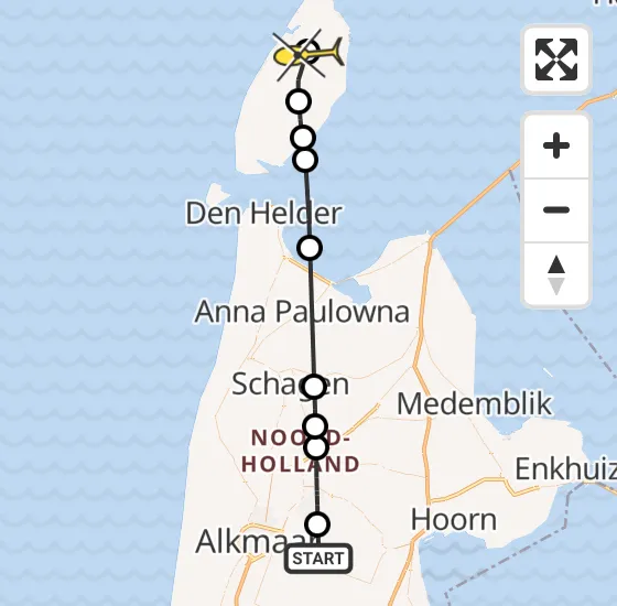 Vlucht Politiehelikopter PH-PXY van Oterleek naar Texel International Airport op zondag 19 mei 2024 12:55