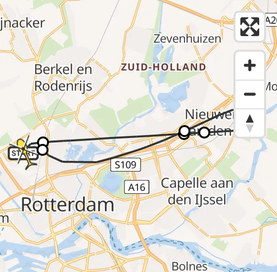 Vlucht Traumahelikopter PH-UMC van Rotterdam The Hague Airport naar Rotterdam The Hague Airport op zondag 19 mei 2024 16:39