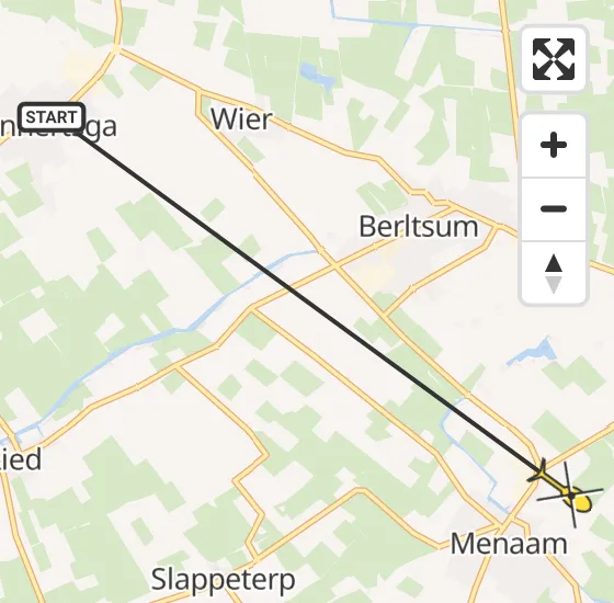 Vlucht Ambulancehelikopter PH-OOP van Minnertsga naar Menaam op zondag 19 mei 2024 17:27