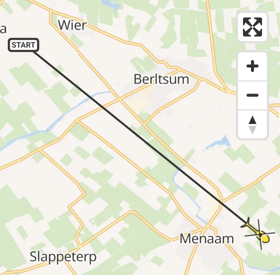 Vlucht Ambulancehelikopter PH-OOP van Minnertsga naar Menaam op maandag 20 mei 2024 7:55
