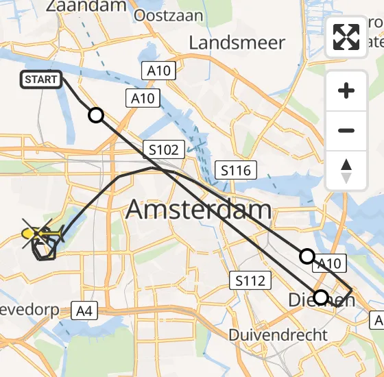 Vlucht Traumahelikopter PH-TTR van Amsterdam Heliport naar Amsterdam op maandag 20 mei 2024 11:59