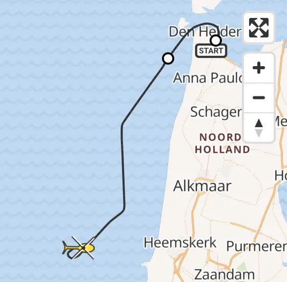 Vlucht Kustwachthelikopter PH-SAR van Vliegveld De Kooy naar  op maandag 20 mei 2024 15:18