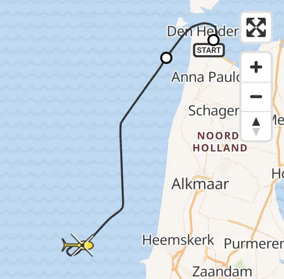 Vlucht Kustwachthelikopter PH-SAR van Vliegveld De Kooy naar  op maandag 20 mei 2024 17:18