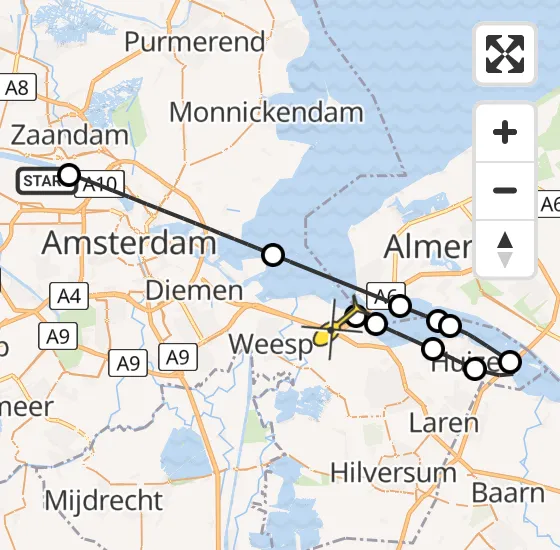 Vlucht Traumahelikopter PH-TTR van Amsterdam Heliport naar Muiderberg op maandag 20 mei 2024 15:31