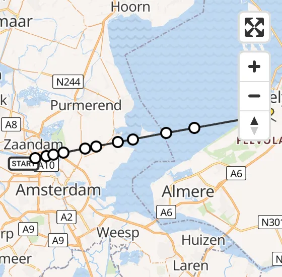 Vlucht Traumahelikopter PH-TTR van Amsterdam Heliport naar Lelystad op maandag 20 mei 2024 16:31