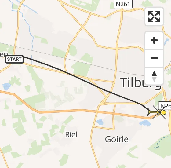 Vlucht Traumahelikopter PH-UMC van Tilburg naar Tilburg op maandag 20 mei 2024 19:46
