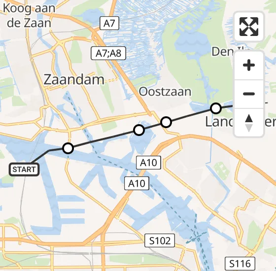 Vlucht Traumahelikopter PH-TTR van Amsterdam Heliport naar Landsmeer op dinsdag 21 mei 2024 3:43