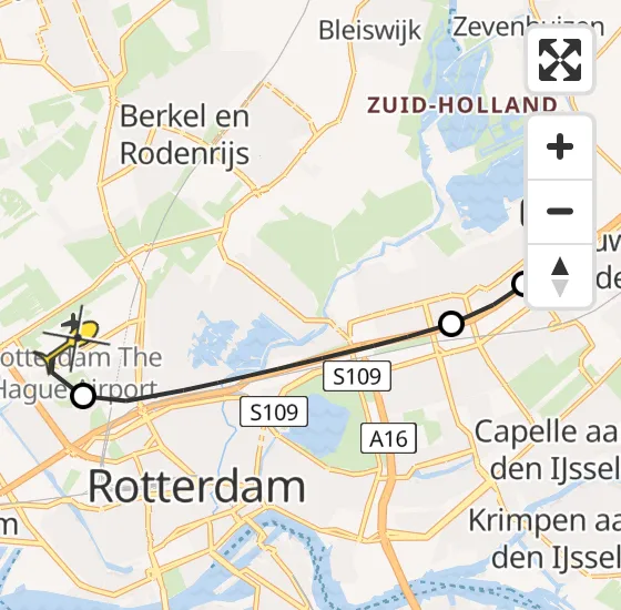 Vlucht Traumahelikopter PH-UMC van Rotterdam naar Rotterdam The Hague Airport op dinsdag 21 mei 2024 5:36