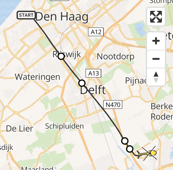 Vlucht Traumahelikopter PH-UMC van Den Haag naar Rotterdam The Hague Airport op dinsdag 21 mei 2024 11:22