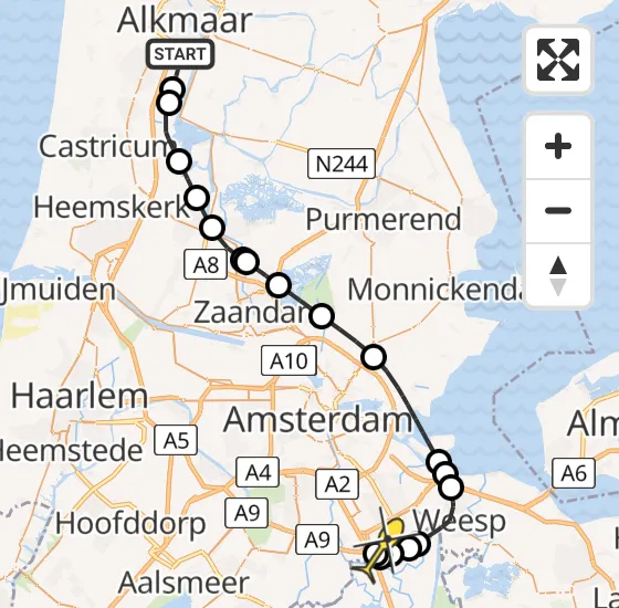 Vlucht Kustwachthelikopter PH-SAR van Alkmaar naar Academisch Medisch Centrum (AMC) op dinsdag 21 mei 2024 13:45