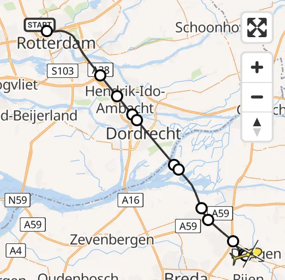 Vlucht Traumahelikopter PH-UMC van Rotterdam The Hague Airport naar Dongen op dinsdag 21 mei 2024 17:33