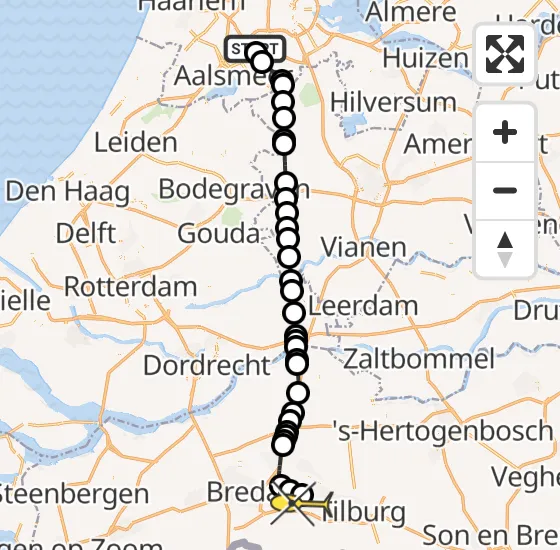 Vlucht Politiehelikopter PH-PXX van Schiphol naar Vliegbasis Gilze-Rijen op woensdag 22 mei 2024 8:04