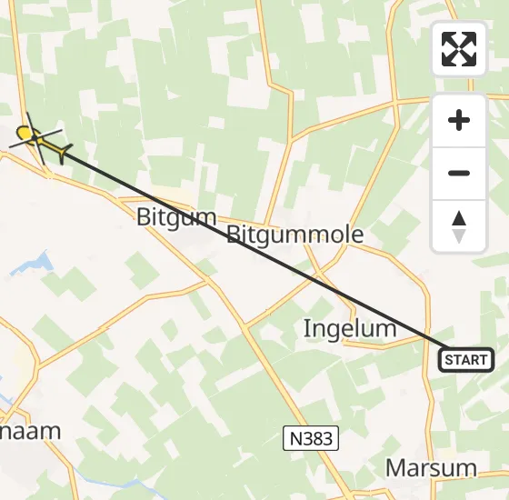 Vlucht Ambulancehelikopter PH-OOP van Leeuwarden naar Berltsum op woensdag 22 mei 2024 8:27