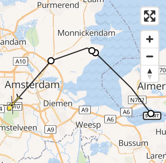 Vlucht Politiehelikopter PH-PXE van Naarden naar Amsterdam op woensdag 22 mei 2024 9:34
