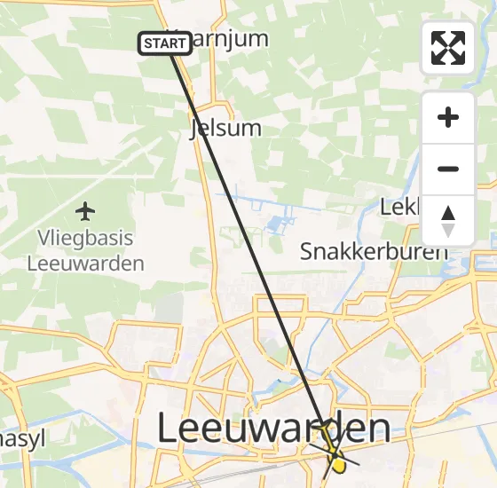 Vlucht Ambulancehelikopter PH-OOP van Koarnjum naar Leeuwarden op woensdag 22 mei 2024 10:13