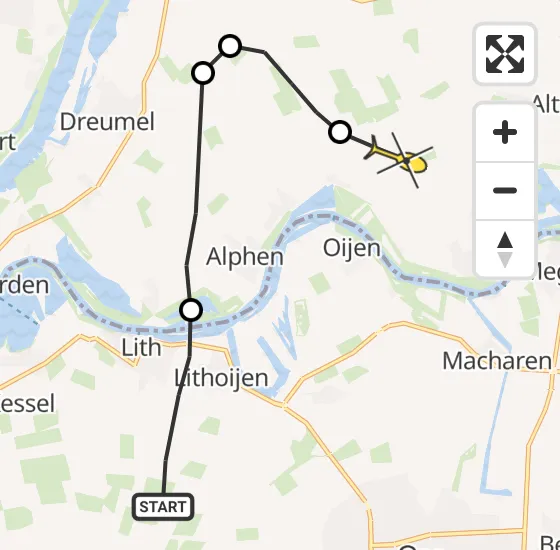 Vlucht Politiehelikopter PH-PXX van Lithoijen naar Maasbommel op woensdag 22 mei 2024 11:52