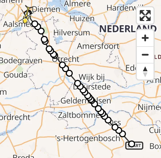 Vlucht Politiehelikopter PH-PXX van Vliegbasis Volkel naar Schiphol op woensdag 22 mei 2024 12:10