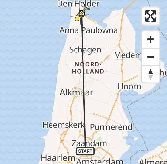 Vlucht Traumahelikopter PH-TTR van Amsterdam Heliport naar Vliegveld De Kooy op woensdag 22 mei 2024 13:31