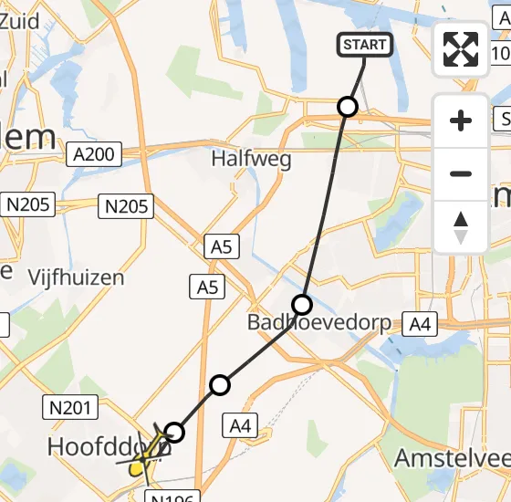 Vlucht Traumahelikopter PH-TTR van Amsterdam Heliport naar Hoofddorp op woensdag 22 mei 2024 13:31