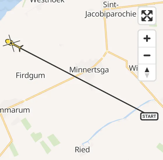 Vlucht Ambulancehelikopter PH-OOP van Berltsum naar Firdgum op woensdag 22 mei 2024 14:08