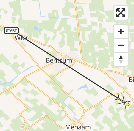 Vlucht Ambulancehelikopter PH-OOP van Minnertsga naar Menaam op woensdag 22 mei 2024 14:44