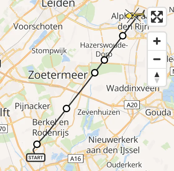 Vlucht Traumahelikopter PH-UMC van Rotterdam The Hague Airport naar Alphen aan den Rijn op woensdag 22 mei 2024 15:46