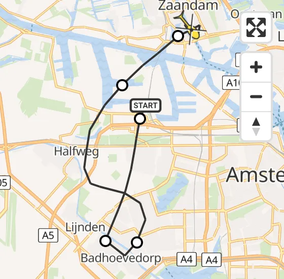 Vlucht Traumahelikopter PH-TTR van Amsterdam Heliport naar Zaandam op woensdag 22 mei 2024 16:06