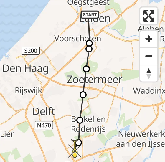 Vlucht Traumahelikopter PH-UMC van Leiden naar Rotterdam The Hague Airport op woensdag 22 mei 2024 16:57