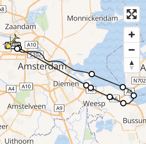 Vlucht Traumahelikopter PH-TTR van Amsterdam Heliport naar Amsterdam Heliport op donderdag 23 mei 2024 6:58