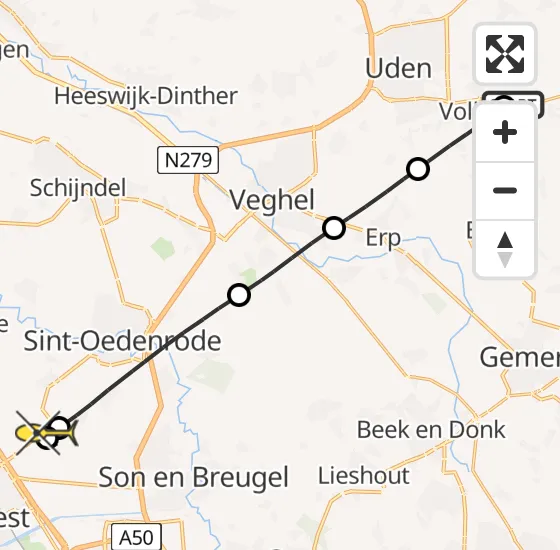Vlucht Traumahelikopter PH-HVB van Vliegbasis Volkel naar Best op donderdag 23 mei 2024 6:58