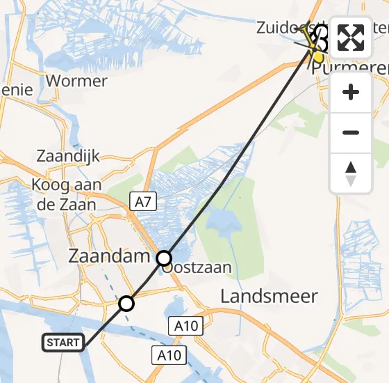 Vlucht Traumahelikopter PH-TTR van Amsterdam Heliport naar Purmerend op donderdag 23 mei 2024 8:47