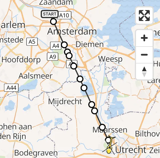 Vlucht Traumahelikopter PH-TTR van Amsterdam Heliport naar Utrecht op donderdag 23 mei 2024 9:42