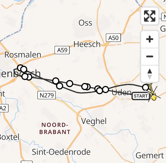 Vlucht Traumahelikopter PH-HVB van Uden naar Vliegbasis Volkel op donderdag 23 mei 2024 10:39