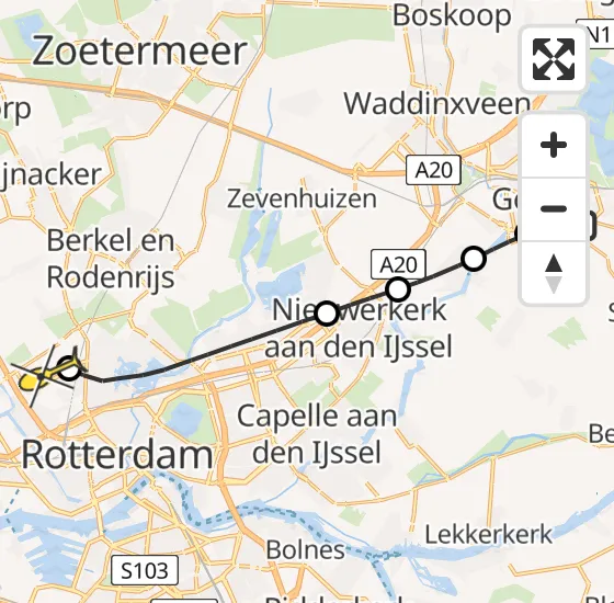 Vlucht Traumahelikopter PH-UMC van Haastrecht naar Rotterdam The Hague Airport op donderdag 23 mei 2024 10:43