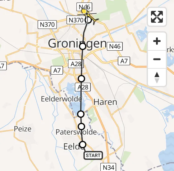 Vlucht Traumahelikopter PH-MAA van Groningen Airport Eelde naar Groningen op donderdag 23 mei 2024 13:07