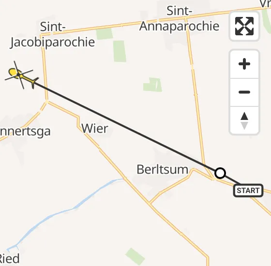 Vlucht Ambulancehelikopter PH-OOP van Bitgum naar St.-Jacobiparochie op donderdag 23 mei 2024 14:17