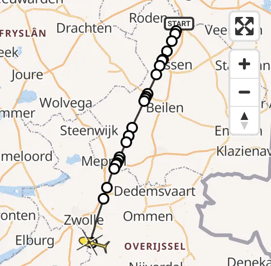 Vlucht Traumahelikopter PH-MAA van Groningen Airport Eelde naar Wijhe op donderdag 23 mei 2024 15:05